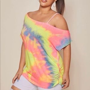 Tie Dye Asymmetrical Neck Tee